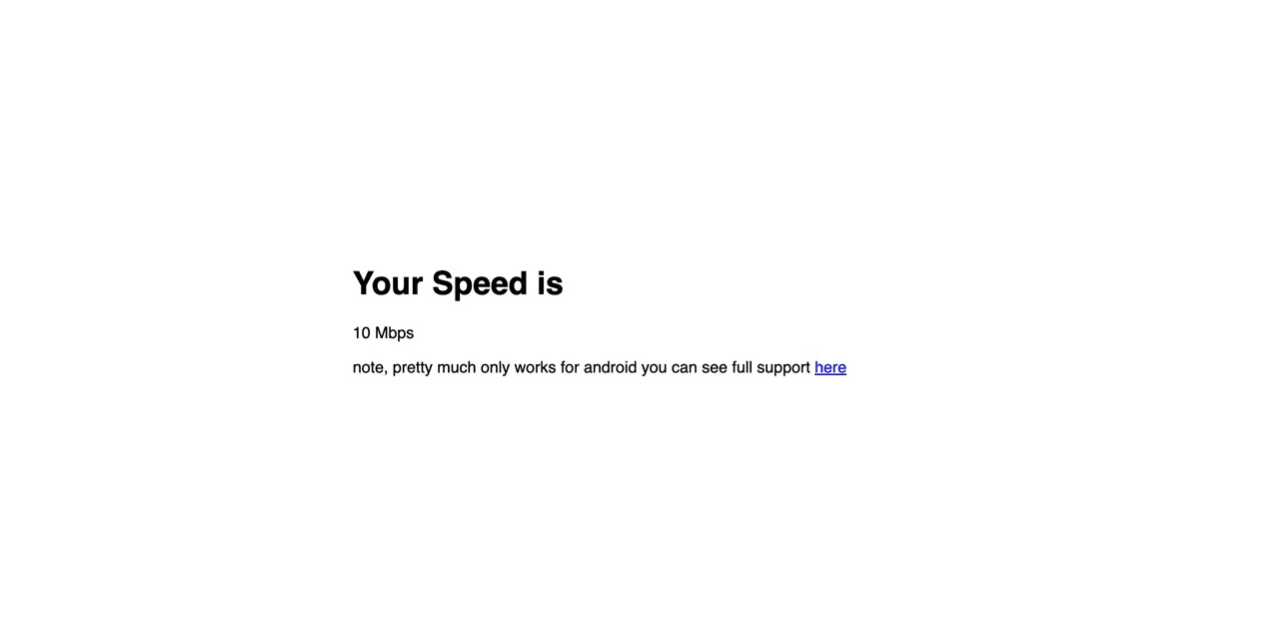 Internet speed test readout