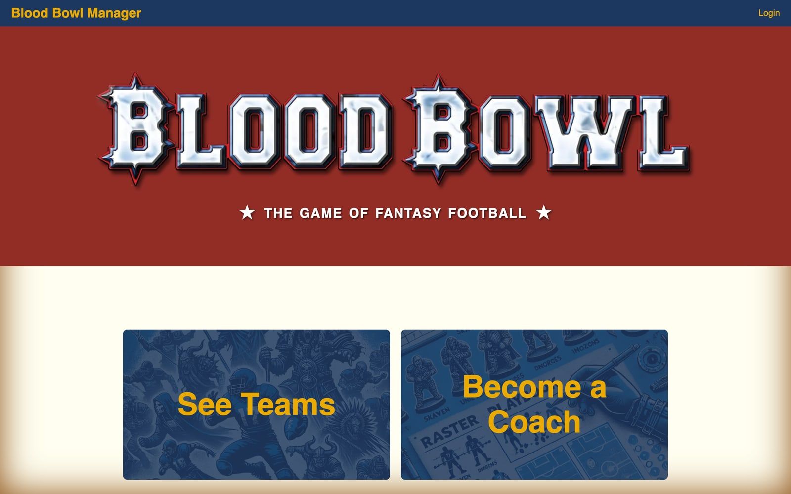 Blood Bowl Manager home page