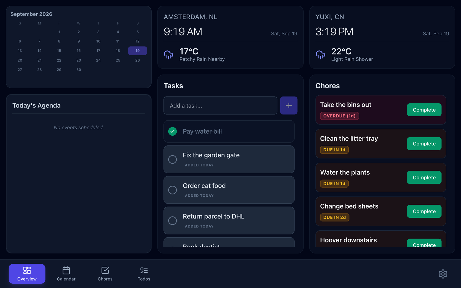HomeBoard wall dashboard with calendar, weather, tasks and chores