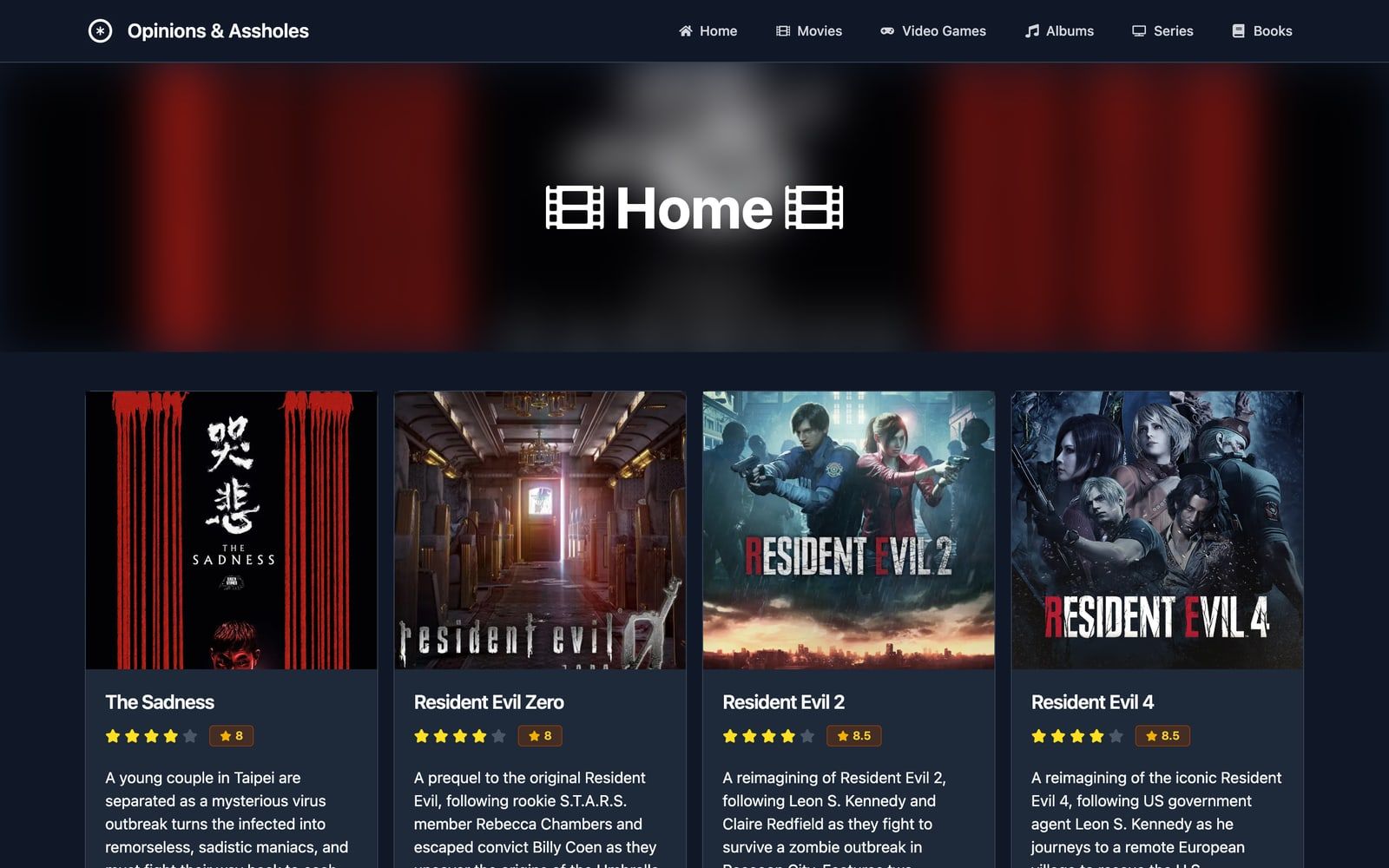 Media rating site listing