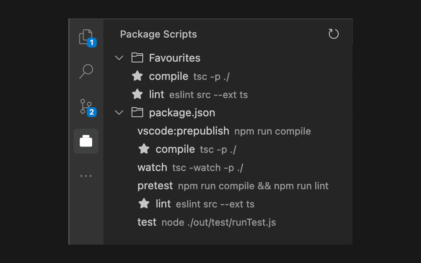 Package Scripts Viewer sidebar in VS Code